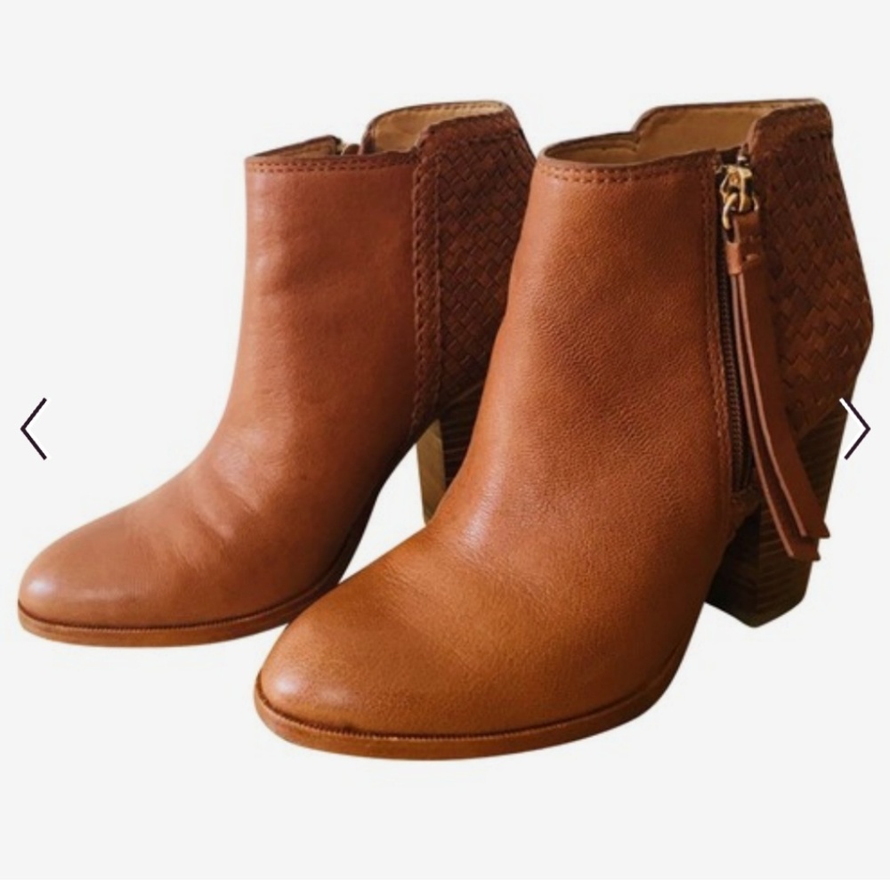 Coach Leather Woven Ankle Booties